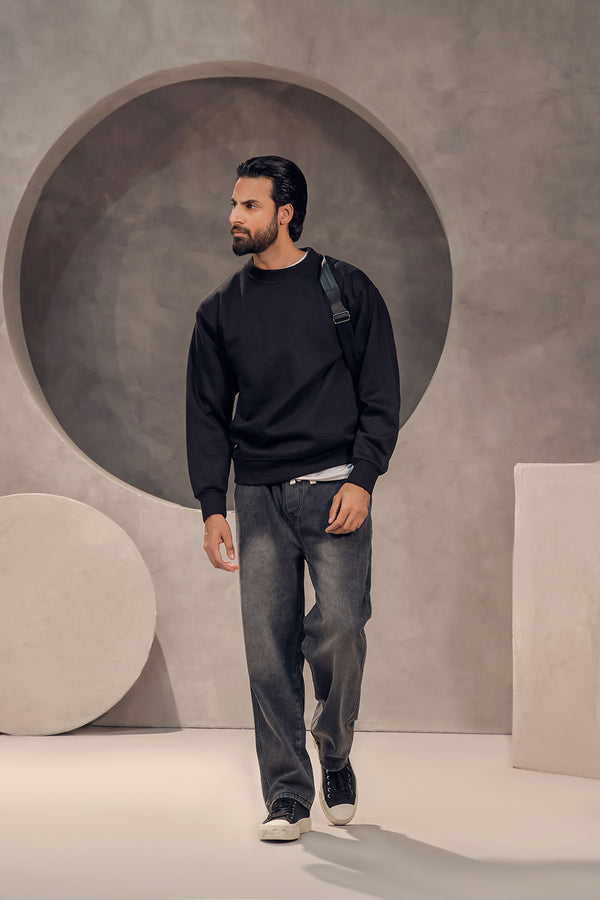 Black Boxy Fit Sweatshirt