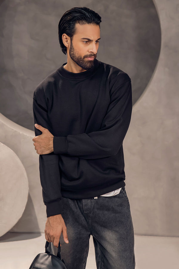 Black Boxy Fit Sweatshirt