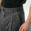 Charcoal Relaxed Fit Pleated Trouser With Belt