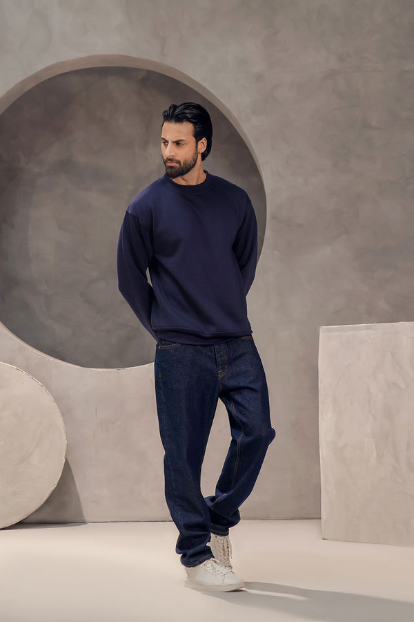 Navy Blue Boxy Fit Sweatshirt