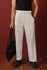 White Front Single Pleated Wide Leg Trouser