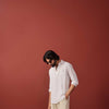 White Linen Half Placket Shirt