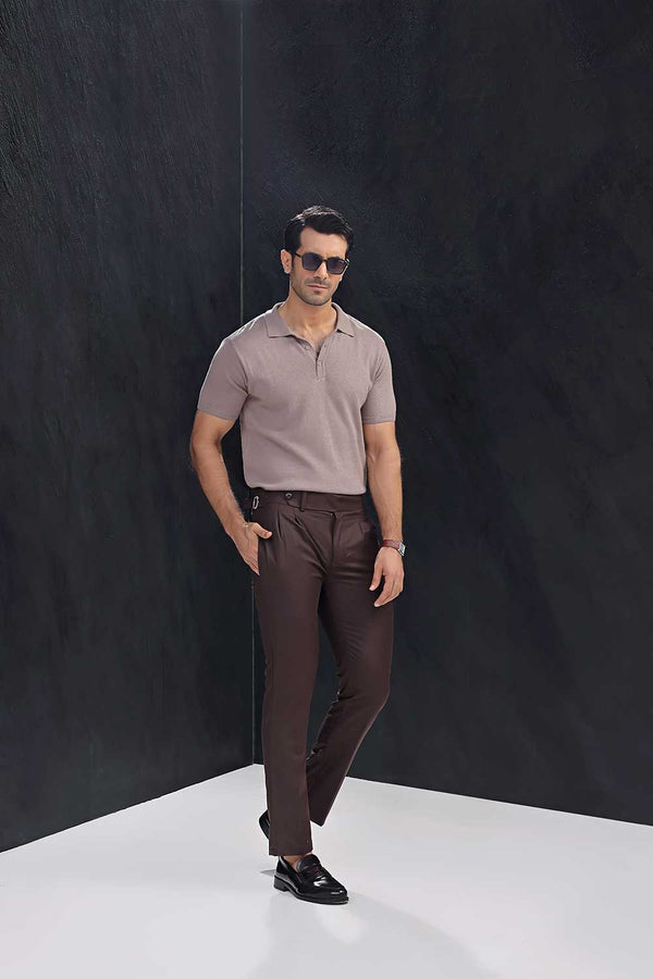 Taupe Fine Knit Polo