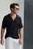 Black Short Sleeves Overhead Linen Blend Shirt