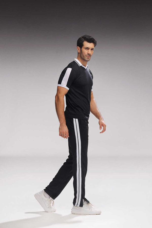 Black Tricot Split Hem Jogger