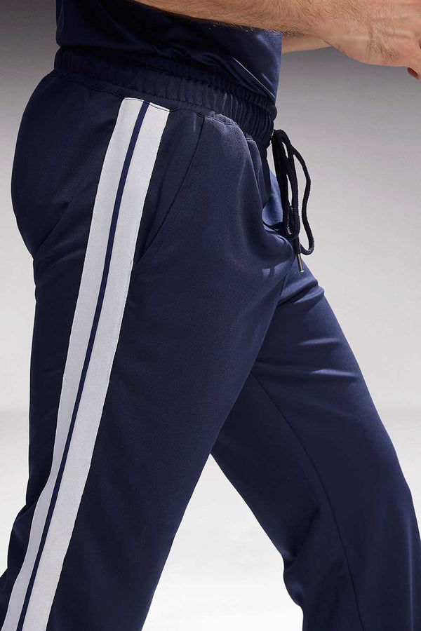 Blue Tricot Split Hem Jogger