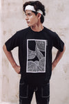 Black Abstract Printed Oversized T-Shirt