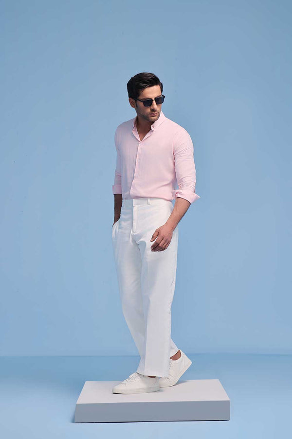 Pink Linen Regular Fit Shirt