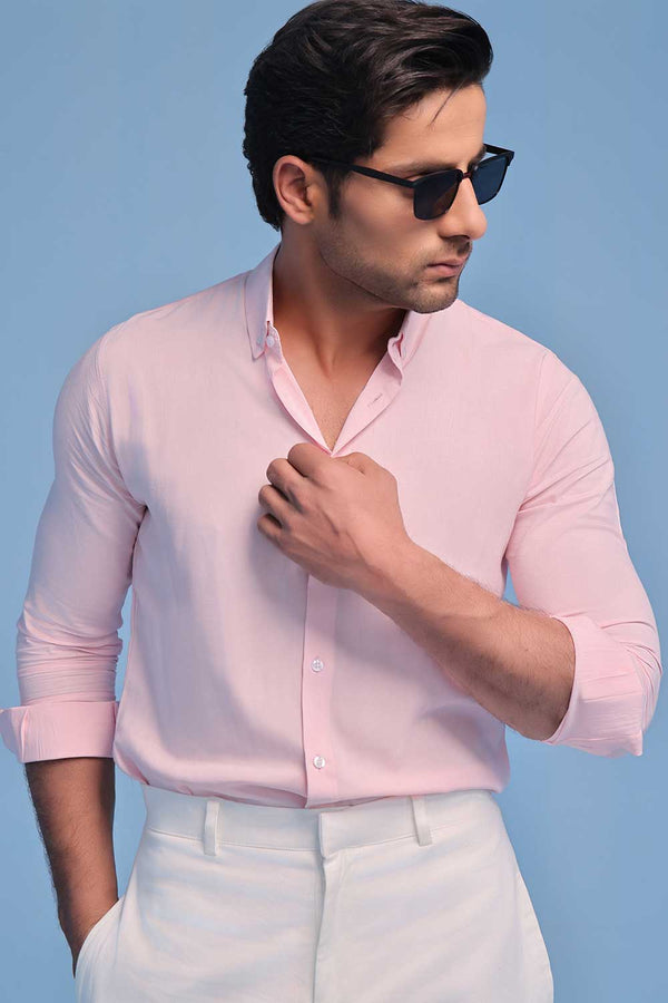 Pink Linen Regular Fit Shirt