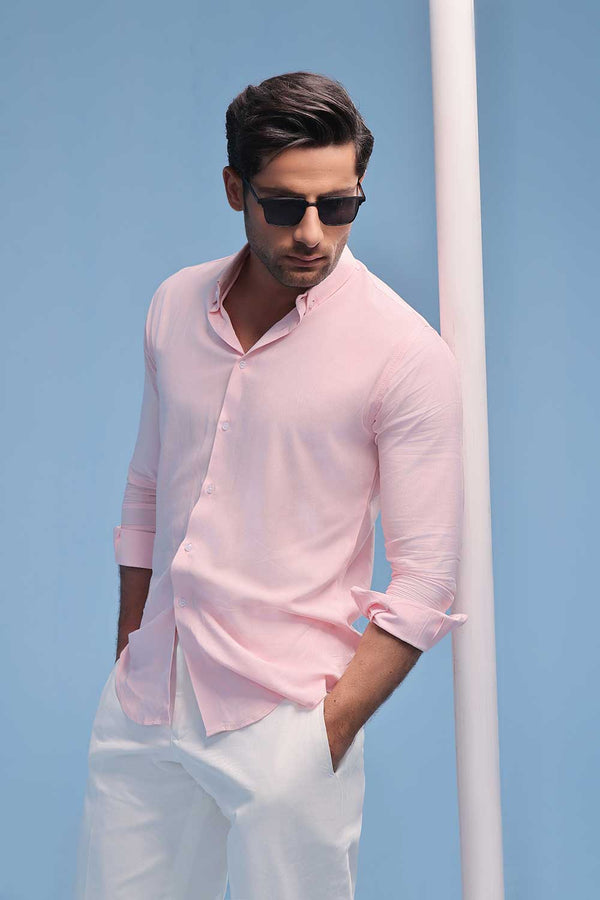 Pink Linen Regular Fit Shirt