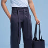 Navy Blue Wide Leg Chino with Removable Belt