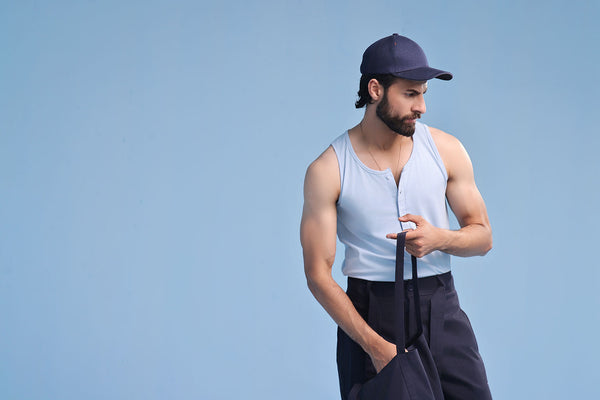 Light Blue Organic Henley Vest