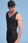 Black Organic Henley Vest