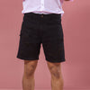 Top Stitched Black Ripped Denim Shorts
