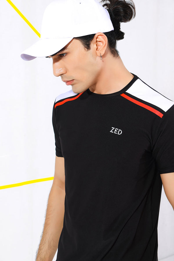 ZED Black Active Stripe Performance Training T-shirt