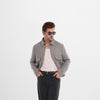 Grey Wool Cropped Fit Zipper Jacket