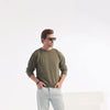 Olive Green Boat Neck Cropped Fit Sweater