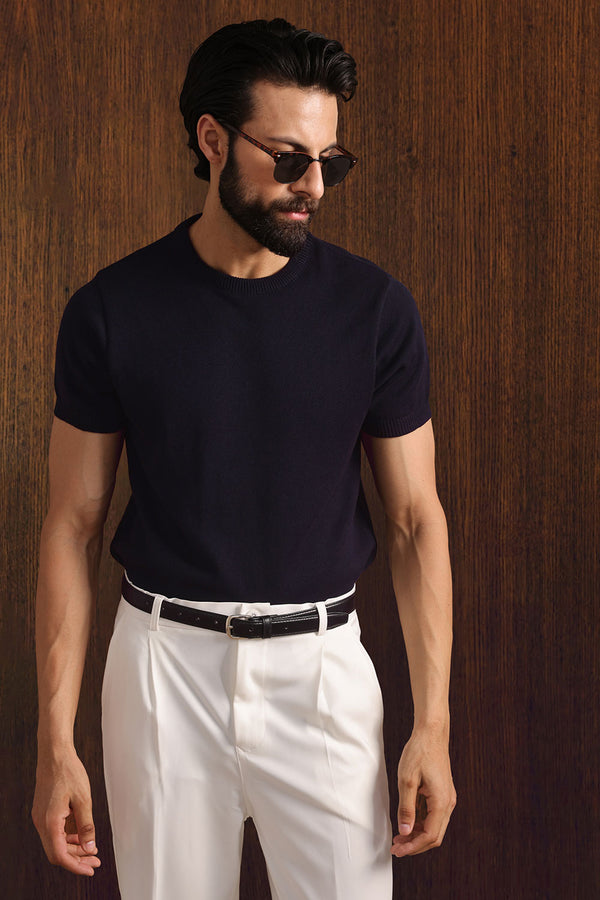 Navy Blue HQ Knitted T-shirt