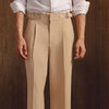 Beige Viscose Lux Wide-Leg Trouser with Front Buckle