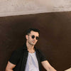 Black Plisse Half Button Down Shirt