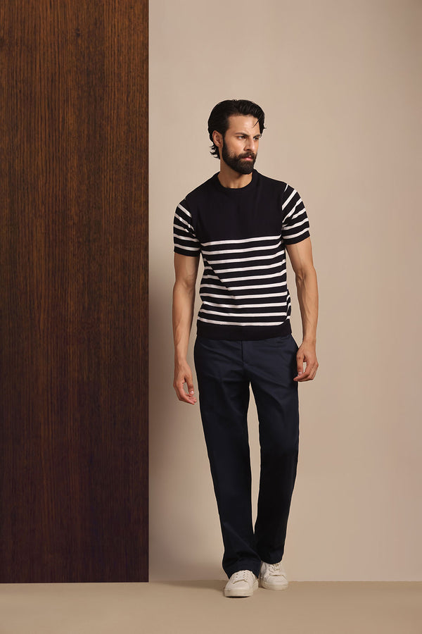 Dark Navy Nautical Knit T-Shirt