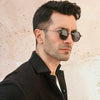 Black Plisse Half Button Down Shirt