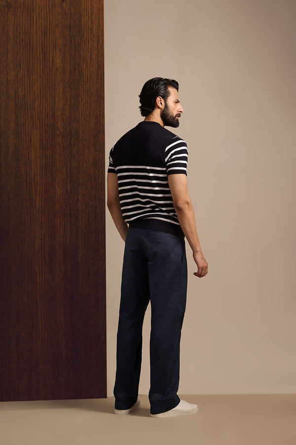 Dark Navy Nautical Knit T-Shirt