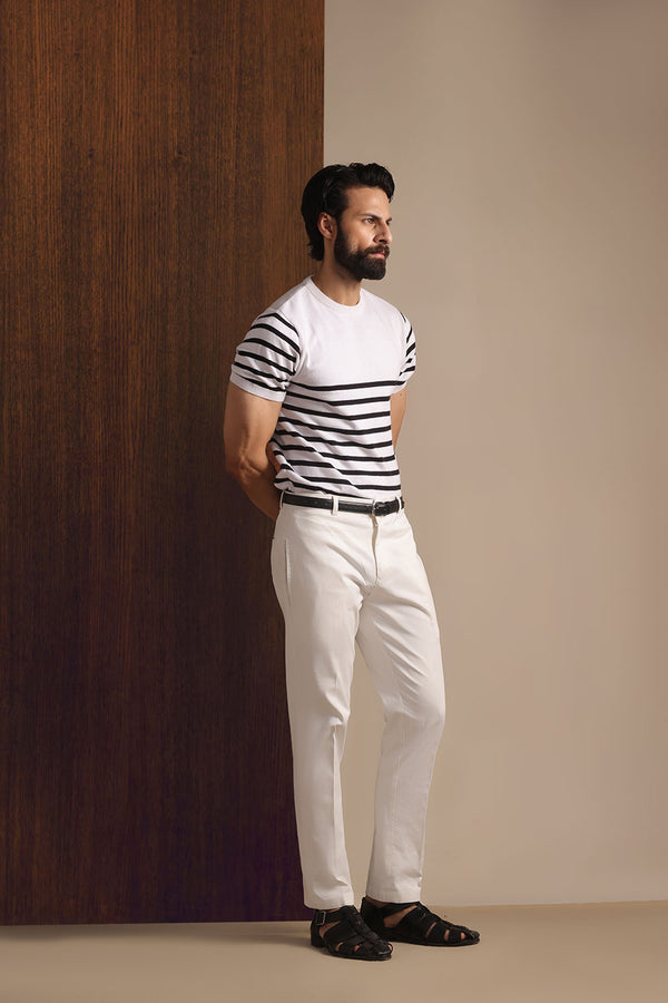 White Nautical Knit T-Shirt