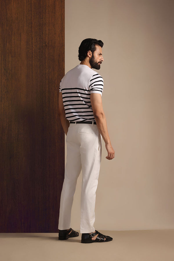White Nautical Knit T-Shirt
