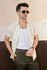 Cream Plisse Half Button Down Shirt