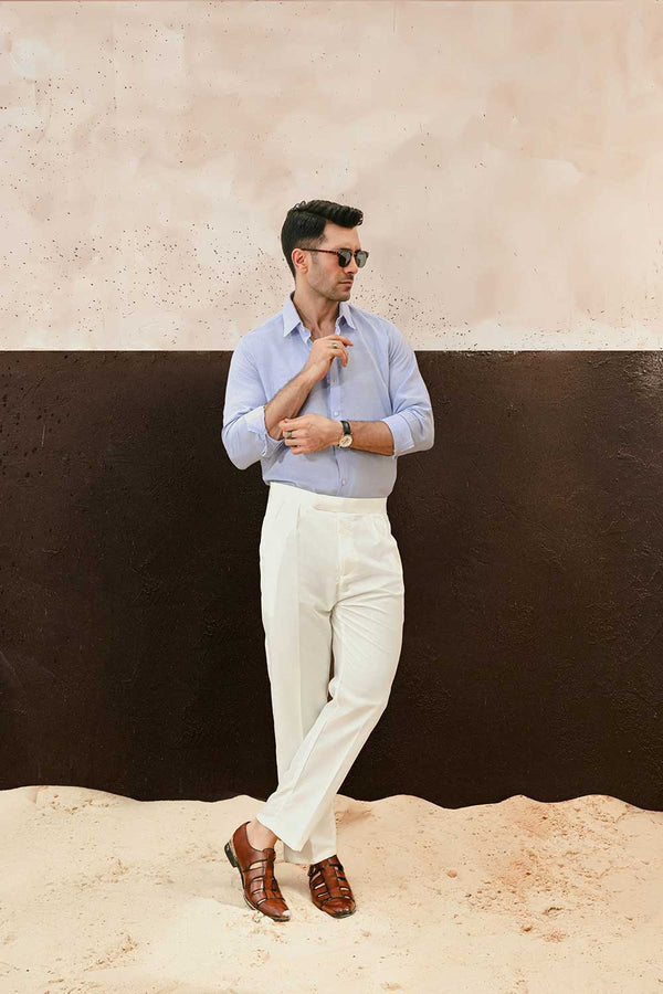 Amalfi Cream Double Pleated Trousers