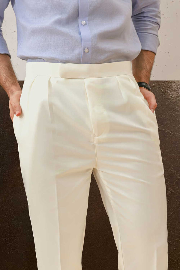 Amalfi Cream Double Pleated Trousers