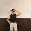 Beige Wide Leg Trousers