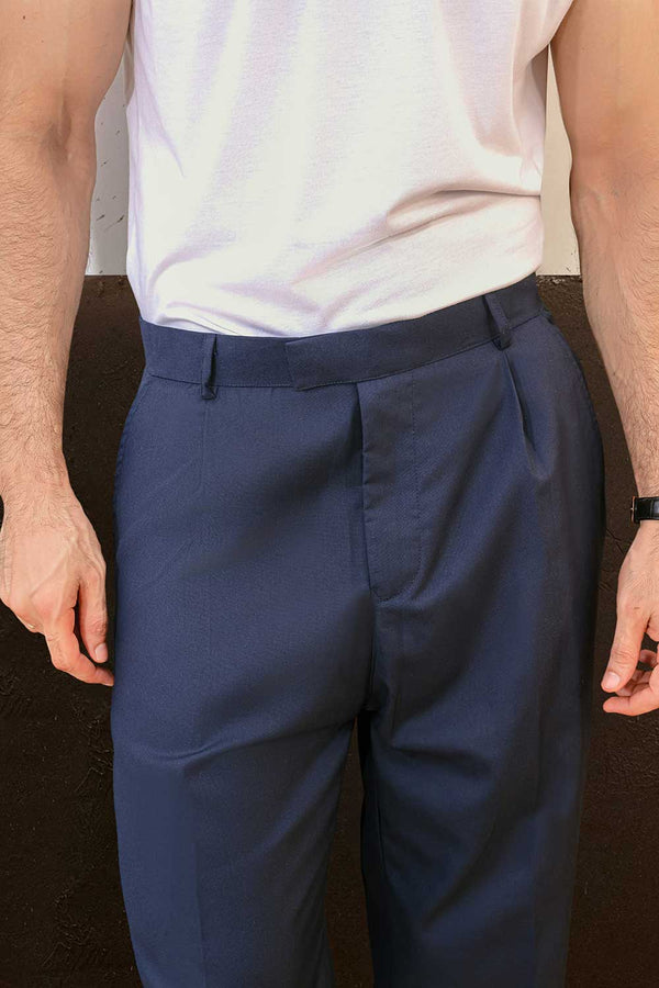 Navy Blue Wide Leg Trousers