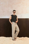 Beige Wide Leg Trousers