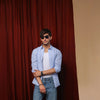 Light Blue Relaxed Linen Shirt With Cutaway Collar