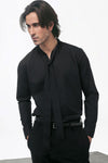 Black Flowing Shirt With Tie Detail