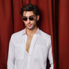 White Relaxed Linen Shirt With Chest Pockets
