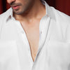 White Relaxed Linen Shirt With Chest Pockets