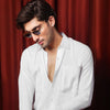 White Relaxed Linen Shirt With Chest Pockets