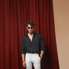 Black Relaxed Linen Shirt With Cutaway Collar