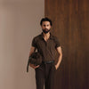 Brown Jersey Long Placket Polo
