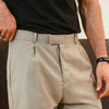 Beige Wide Leg Trousers