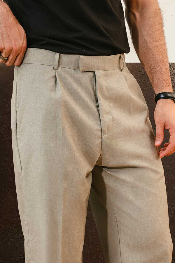 Beige Wide Leg Trousers