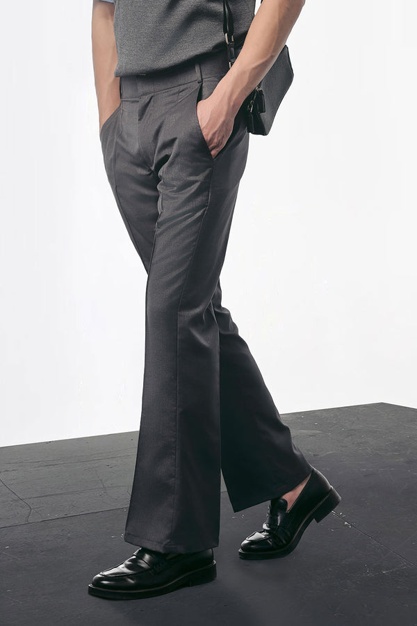 Charcoal Flared Pants With Seam Detail