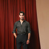 Green Cotton Dress Shirt With Chest Pockets