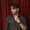 Green Cotton Dress Shirt With Chest Pockets