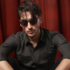 Green Cotton Dress Shirt With Chest Pockets