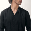 Black Flowing Shirt With Tie Detail