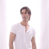 White Muscle Fit Six Button Henley Tshirt